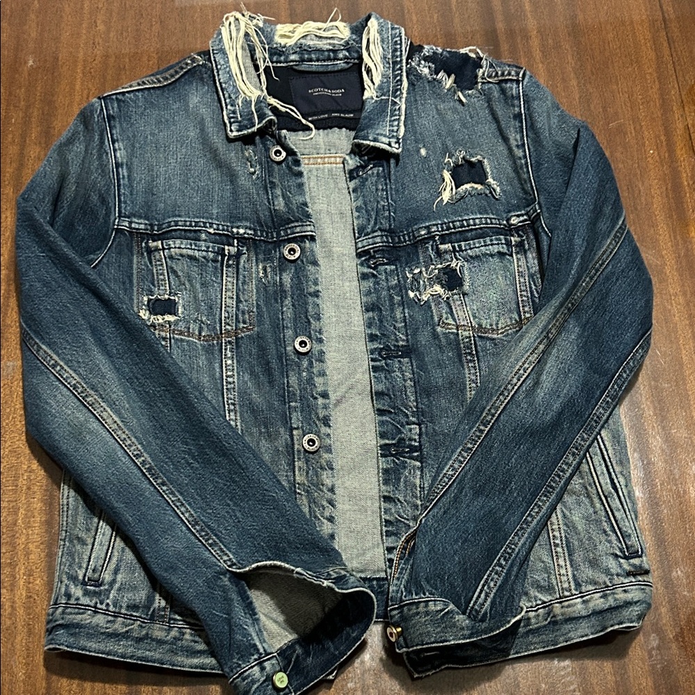 Scotch & Soda Dark Blue Distressed Jean Jacket